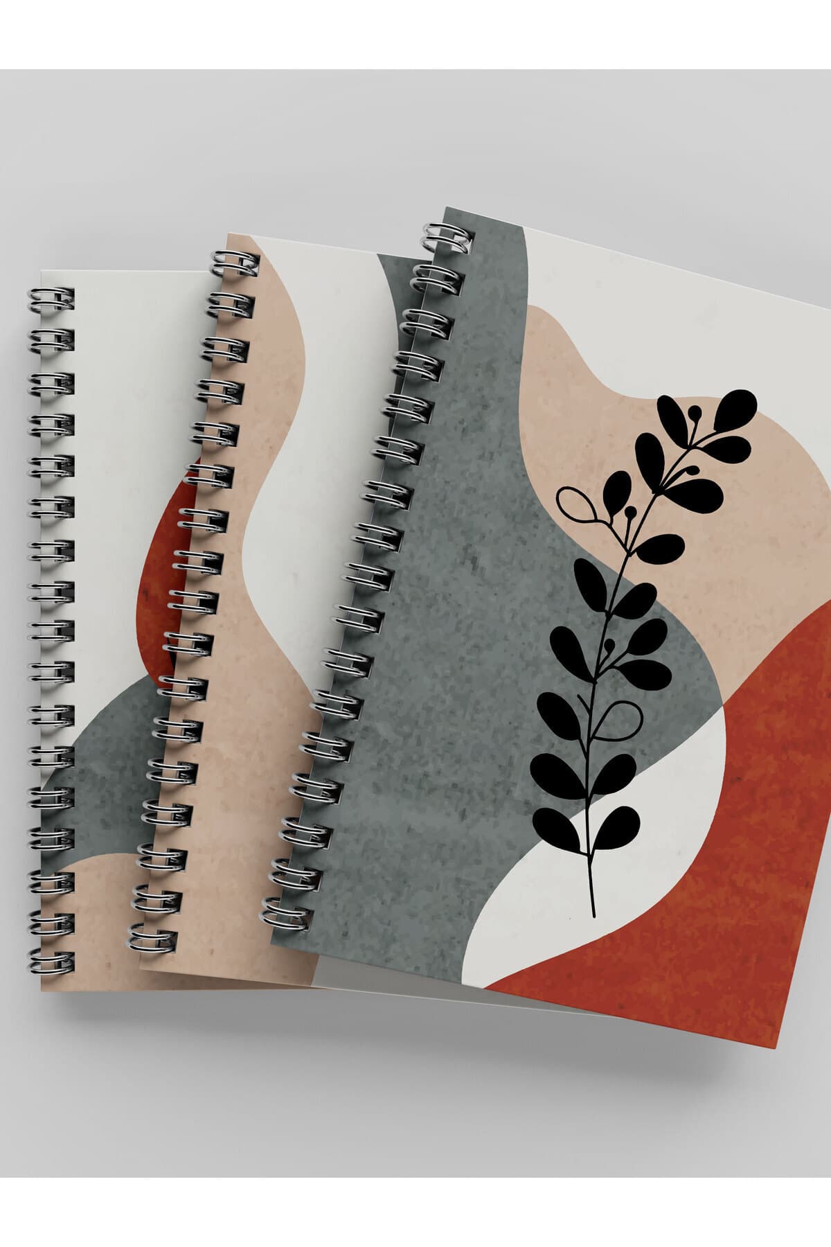 3'lü Çizgisiz Defter - Çelik Spiral - A5 - Toplam 270 Sayfa - İvory Rengi Dokulu Kağıt