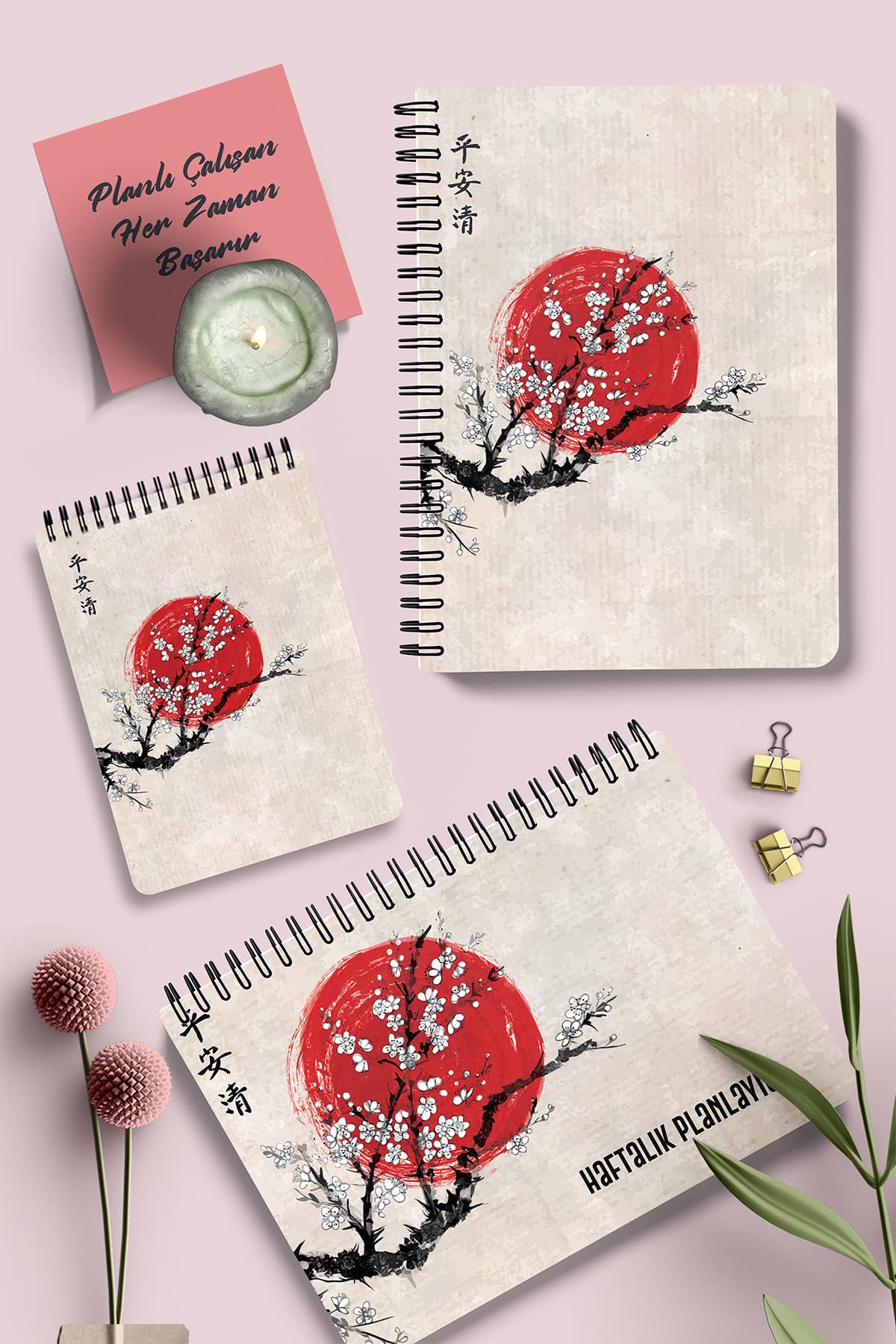 Planlama Seti | 3 Ayrı Özel Ürün | Günlük Planlayıcı | Haftalık Planlayıcı | To-do List | Ikebana