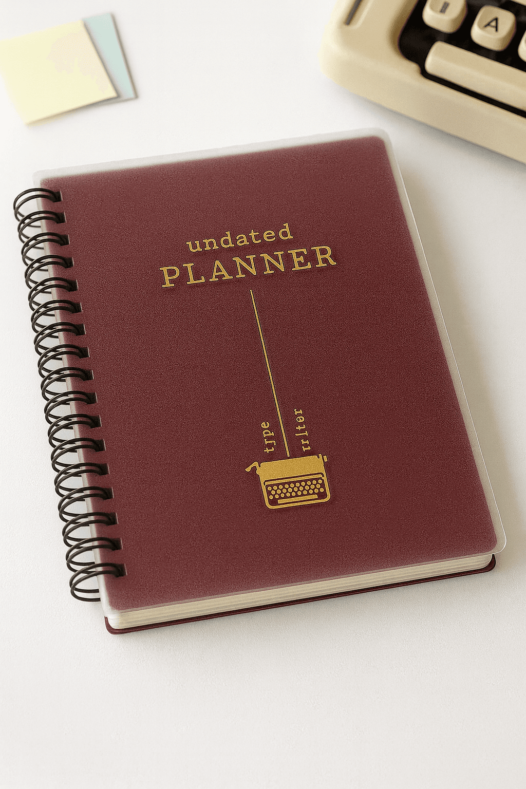 Tarihsiz Günlük Planlayıcı | Plastik Kapak | Bordo | Typewriter Serisi